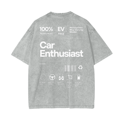 Car Enthusiast Label | Light Design | Oversized Acid Washed T-Shirt