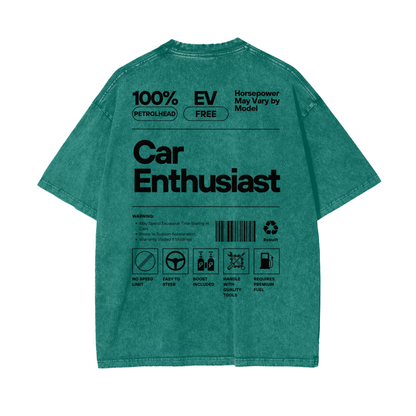 Car Enthusiast Label | Dark Design | Oversized Acid Washed T-Shirt