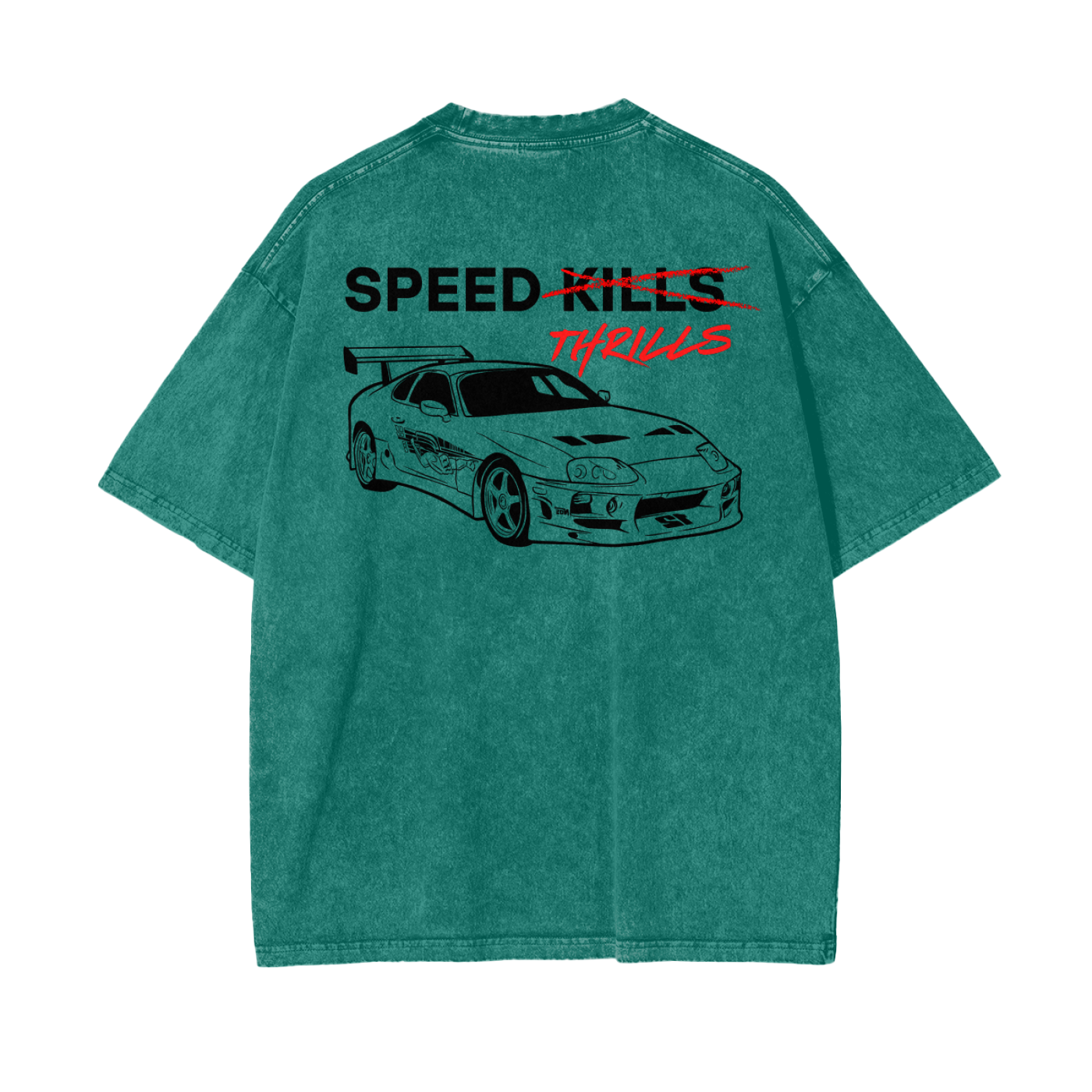 Speed Thrills | Dark Design | Oversized Acid Washed T-Shirt