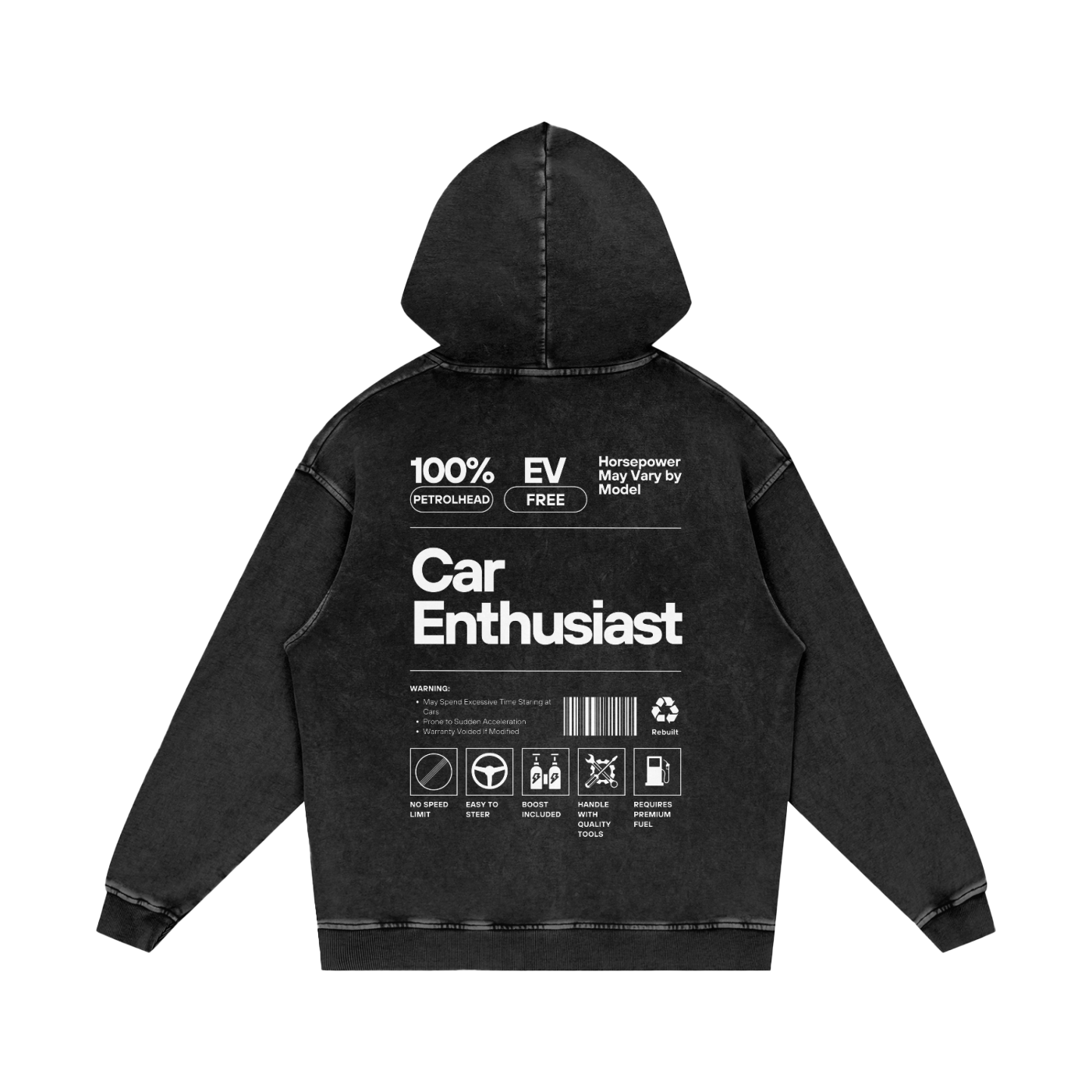 Car Enthusiast Label | Light Design | Acid Washed Oversized Hoodie