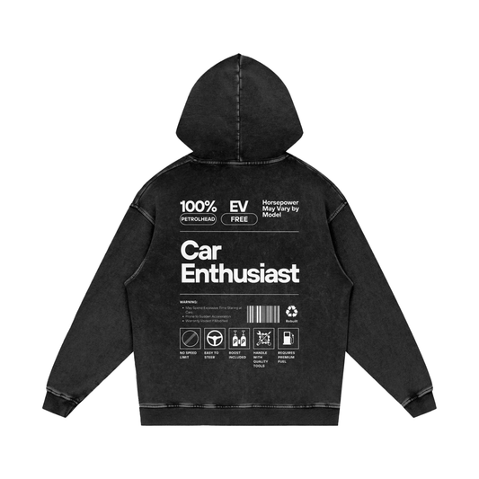 Car Enthusiast Label | Light Design | Acid Washed Oversized Hoodie