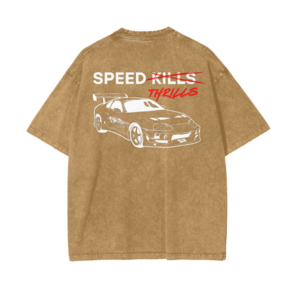 Speed Thrills | Light Design | Oversized Acid Washed T-Shirt