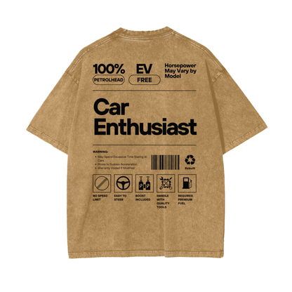 Car Enthusiast Label | Dark Design | Oversized Acid Washed T-Shirt