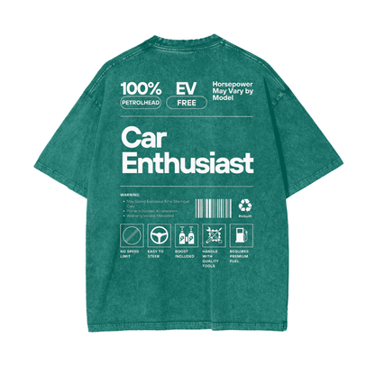 Car Enthusiast Label | Light Design | Oversized Acid Washed T-Shirt