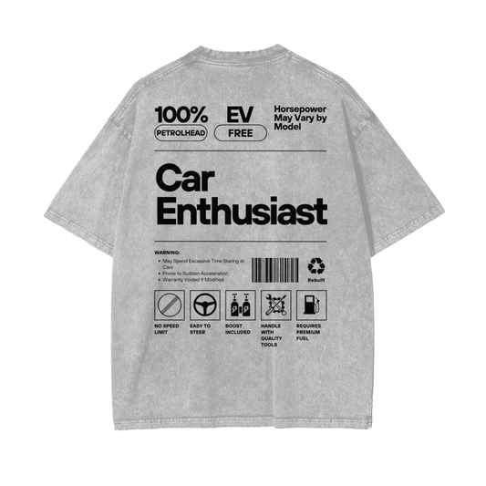 Car Enthusiast Label | Dark Design | Oversized Acid Washed T-Shirt