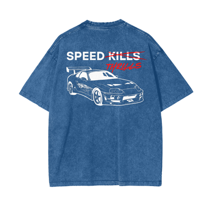 Speed Thrills | Light Design | Oversized Acid Washed T-Shirt