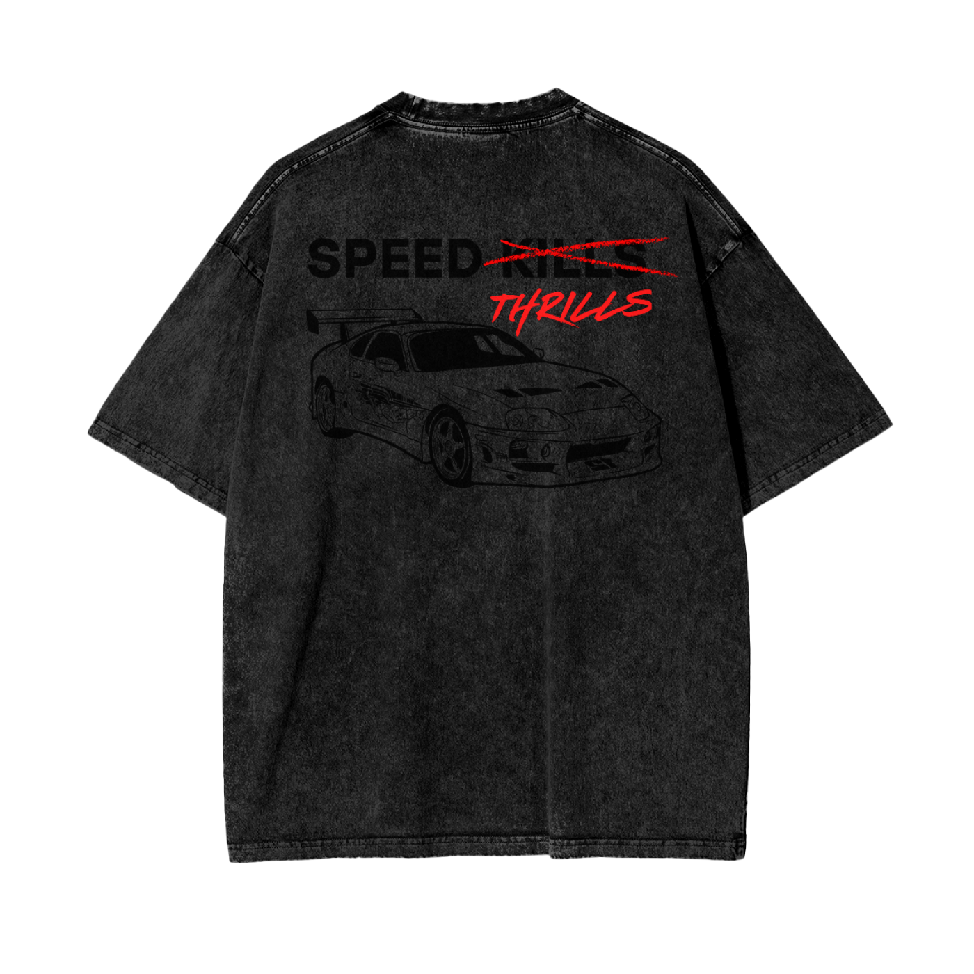 Speed Thrills | Dark Design | Oversized Acid Washed T-Shirt