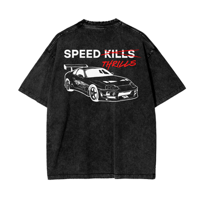 Speed Thrills | Light Design | Oversized Acid Washed T-Shirt