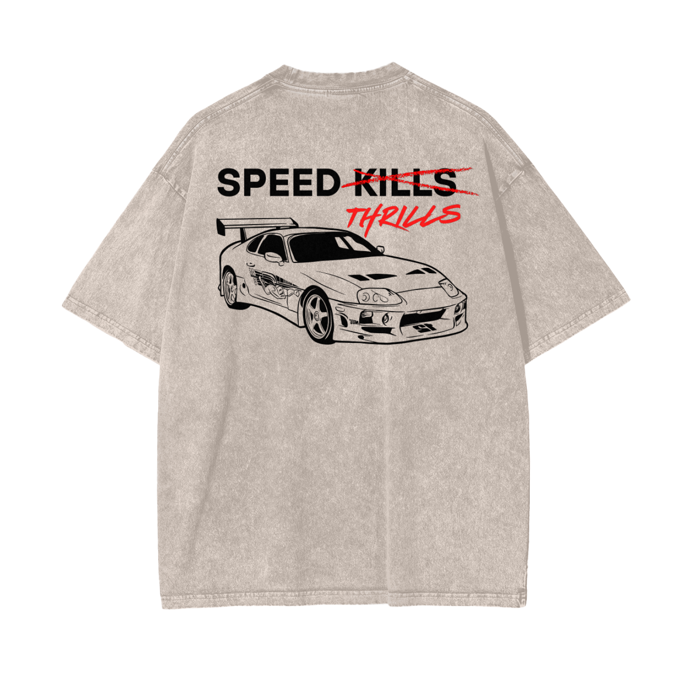 Speed Thrills | Dark Design | Oversized Acid Washed T-Shirt