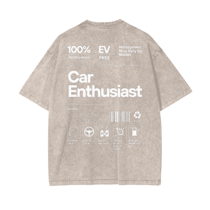 Car Enthusiast Label | Light Design | Oversized Acid Washed T-Shirt